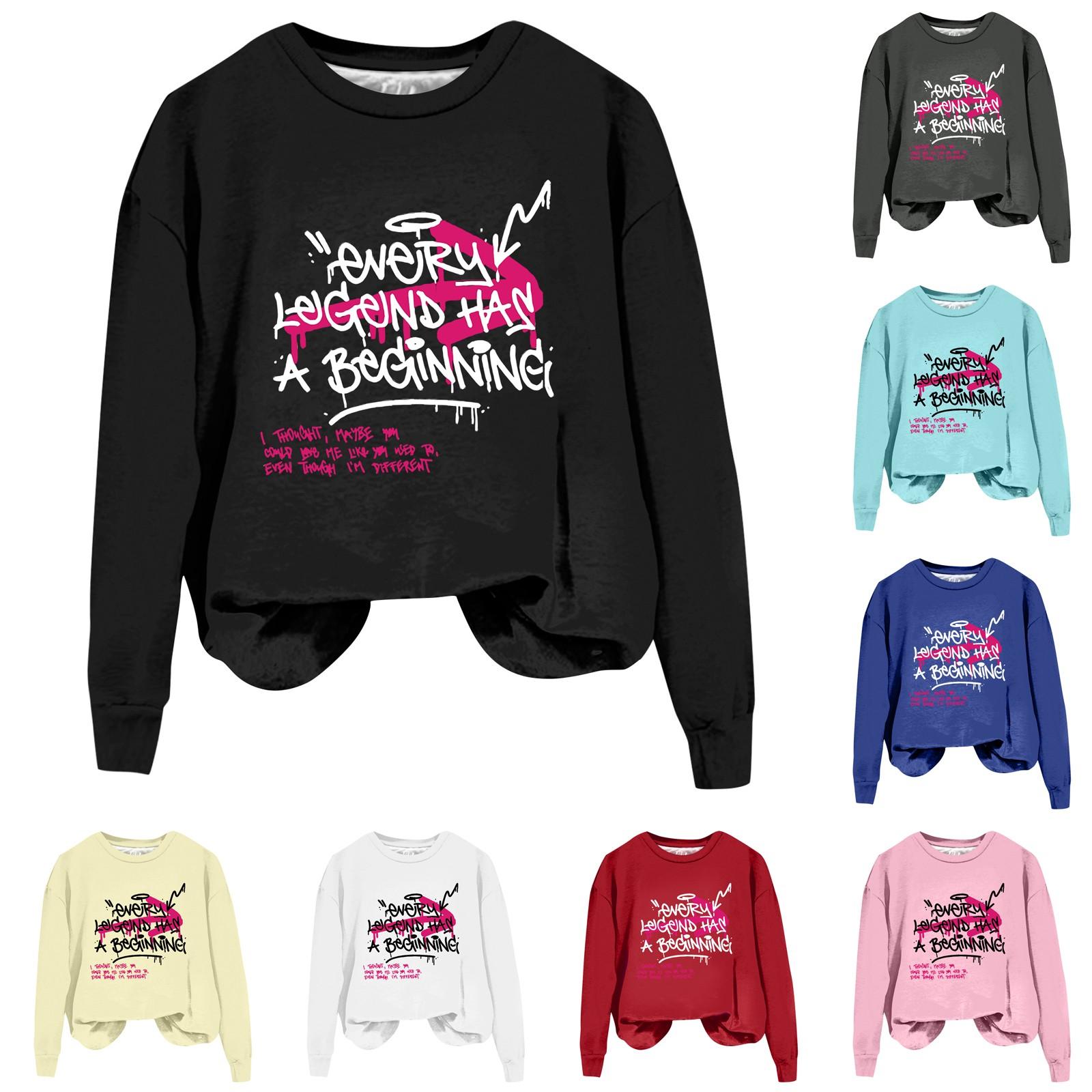 

Women s Casual Fashion Print Long Sleeve Round Neck Pullover Top Blouse L бежевый