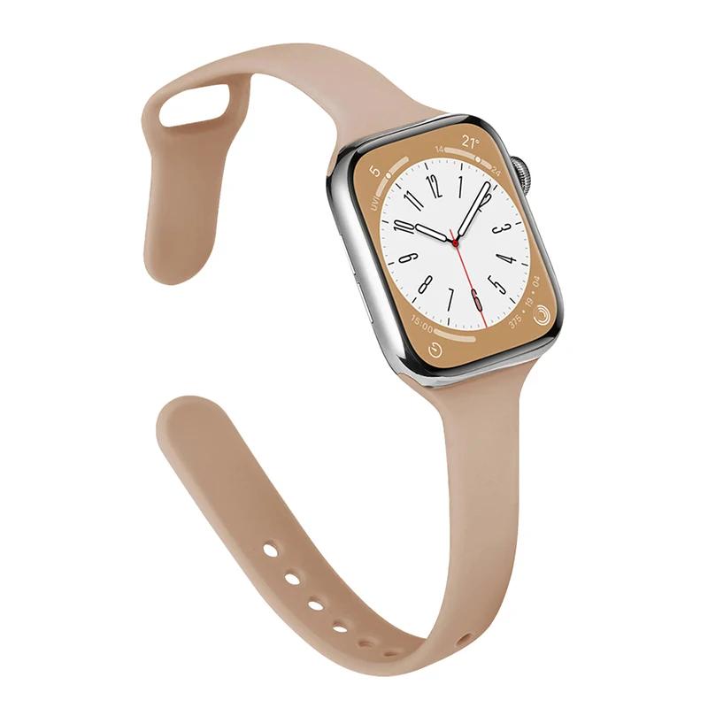 Slim Strap for Apple Watch Band 44mm 40mm 38mm 42mm Ultra 49mm Silicone Bracelet Correa iWatch Series 6 Se 5 4 3 7 8 45mm 41mm