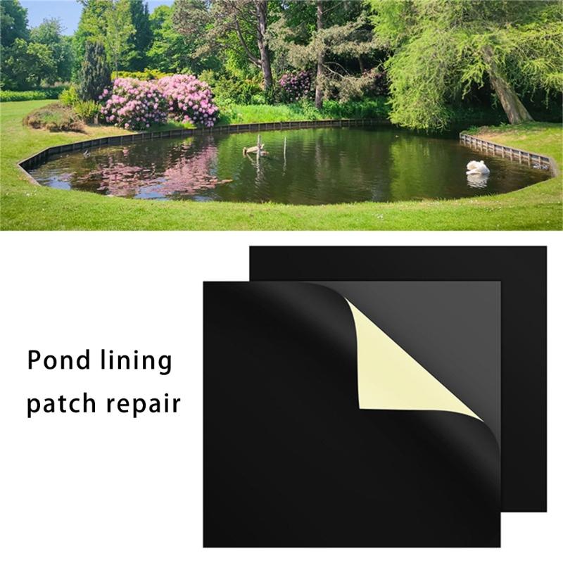 Tear Resistant Butyl Pond Liner Patches Kits Repair Patches Tape With Permanent Bonding For Outdoor Water Features 2PCS