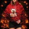 Women's Fashion Halloween Print Hoodie with Pet Pocket, Casual Pullover Sweatshirt for Fall