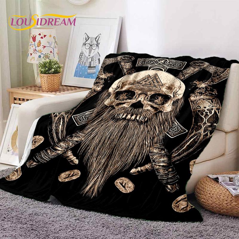 Nordic Viking Odin Valhalla Valknut Soft Blankets,Keep Warm Throw Blanket Comfortable Blanket for Picnic Beds Sofa Home Bedroom