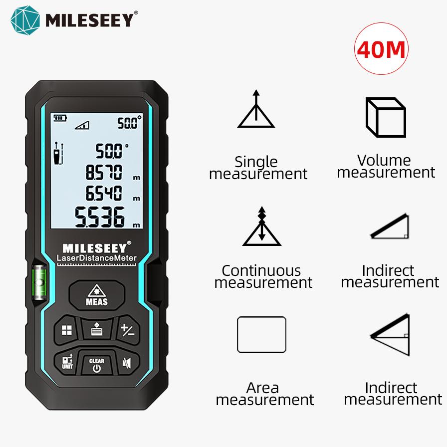 Mileseey S6 Lazer Ölçüm Bandı 40M 60M 80M 100M Lazer Mesafe Ölçer IP54 Elektronik Cetvel Faydalı Ölçüm Aracı