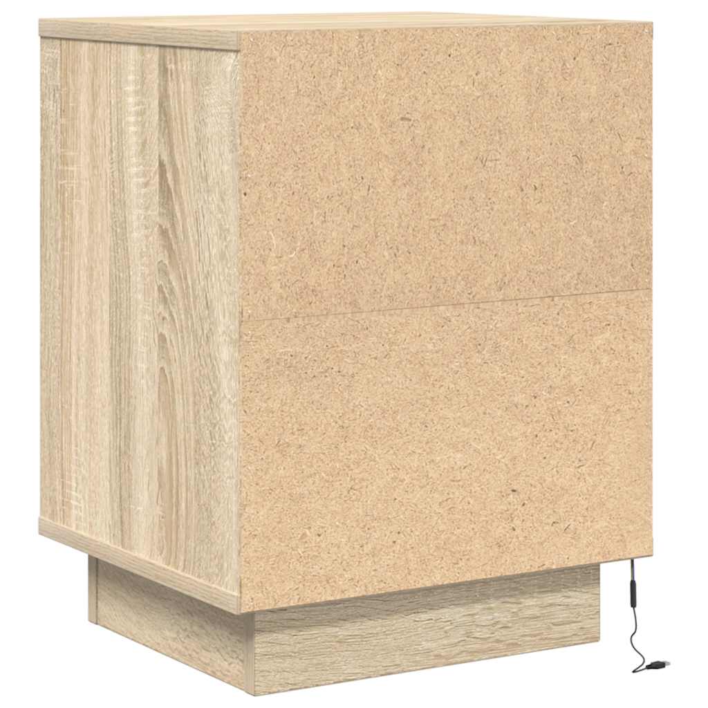Nightstand with LED Lights Sonoma Oak 38 x 34 x 50 cm