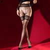 0D Horse Oil Sheer Glossy Tights With Camellia Lace Patchwork One Piece Pantyhose Women Sexy Stretchy Sheer Thigh High Stockings