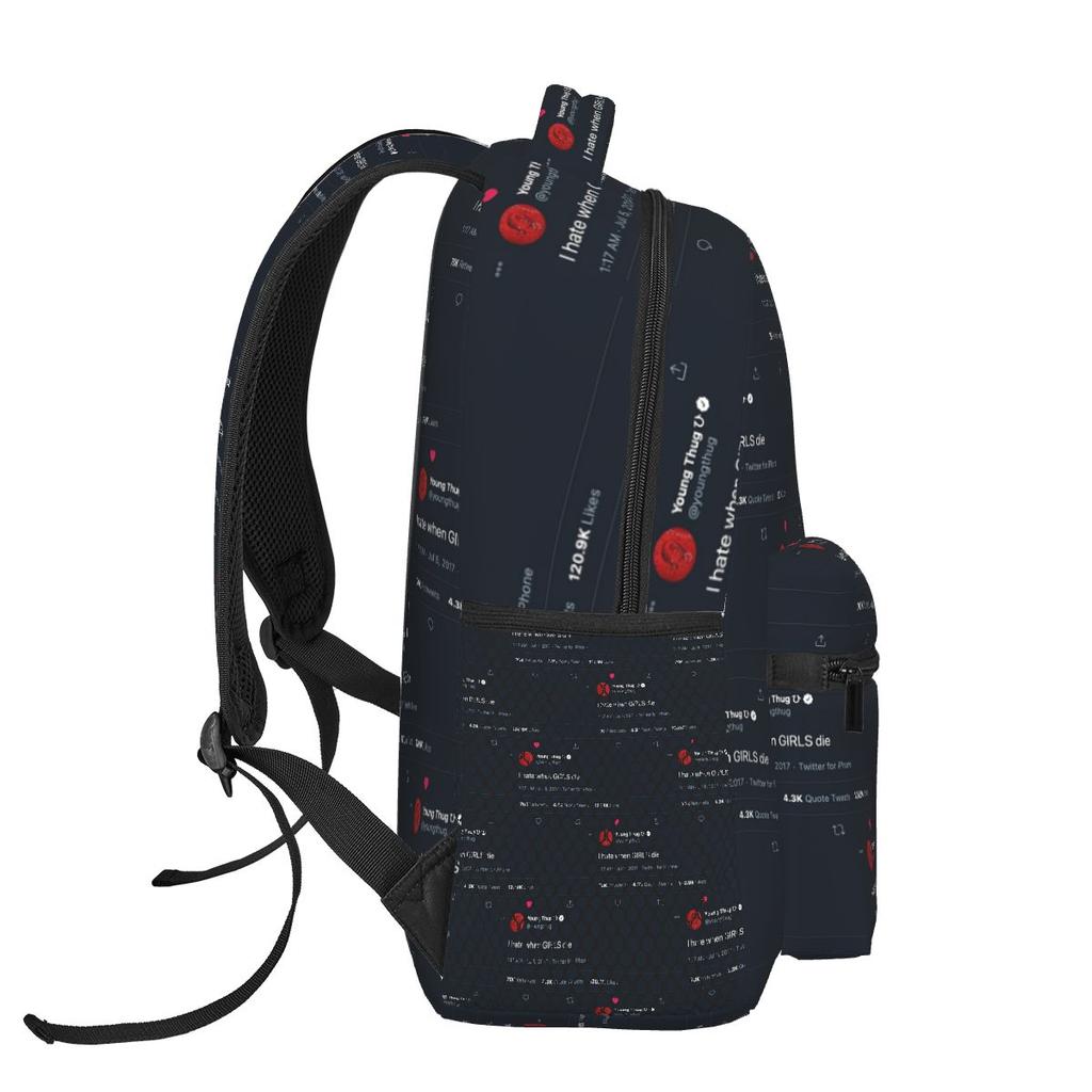 I Hate When Girls Die Young Thug Meme Quote Student Backpack School Bag Hiking Daypack for Boys Girls Bookbag Shoulder Bags