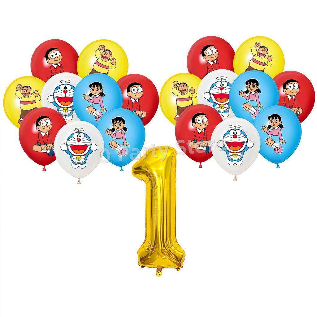 Doraemons Birthday Party Decoration Tableware Plate Cup Balloon Cake Topper Banner Stickers Kids Favor Gift Baby Shower Supplies