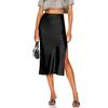 Elegant Temperament, High-quality Acetate Satin Elastic High-waist Split Mid-length Skirt