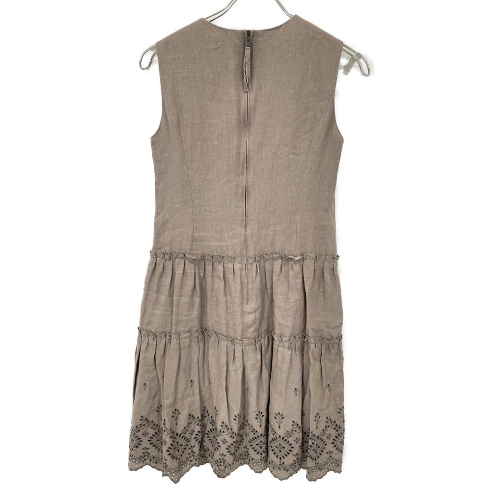 FOXEY Brown Linen 100 Gardenia Dress Dress 38 BrownUsed