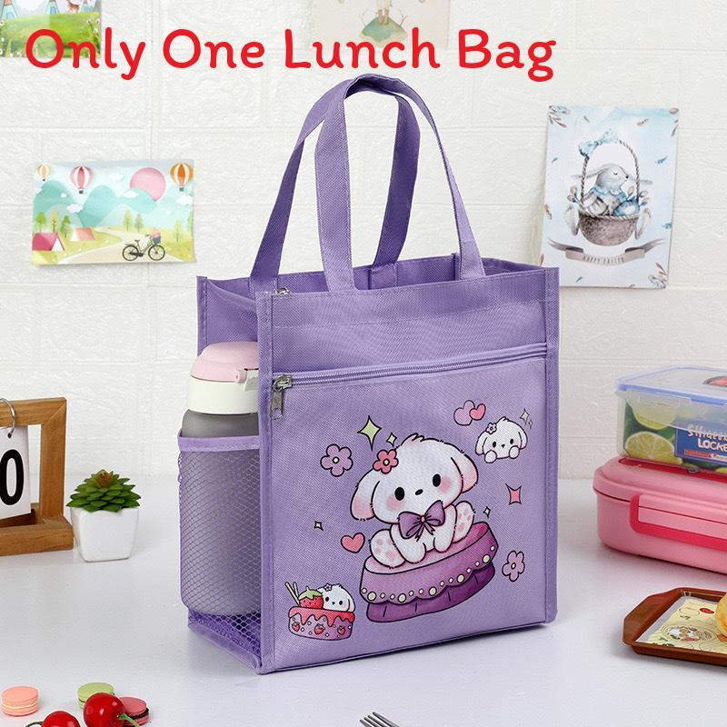 Kids Portable Canvas Lunch Box With Material For School And Outdoor Use