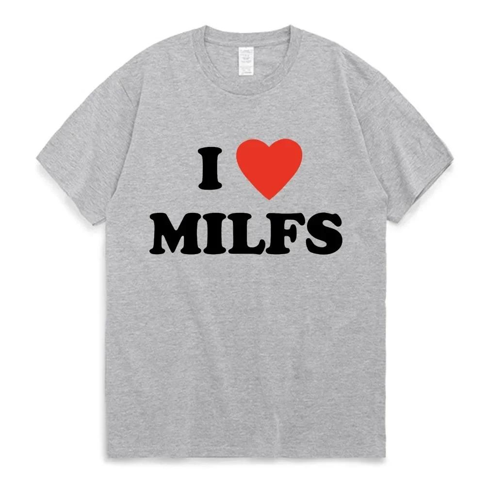 

I Love MILFS I Heart Hot Moms Letter Printed Tshirts Summer Short Sleeve Casual Harajuku Fashion Harajuku Short Sleeve Casual 4XL