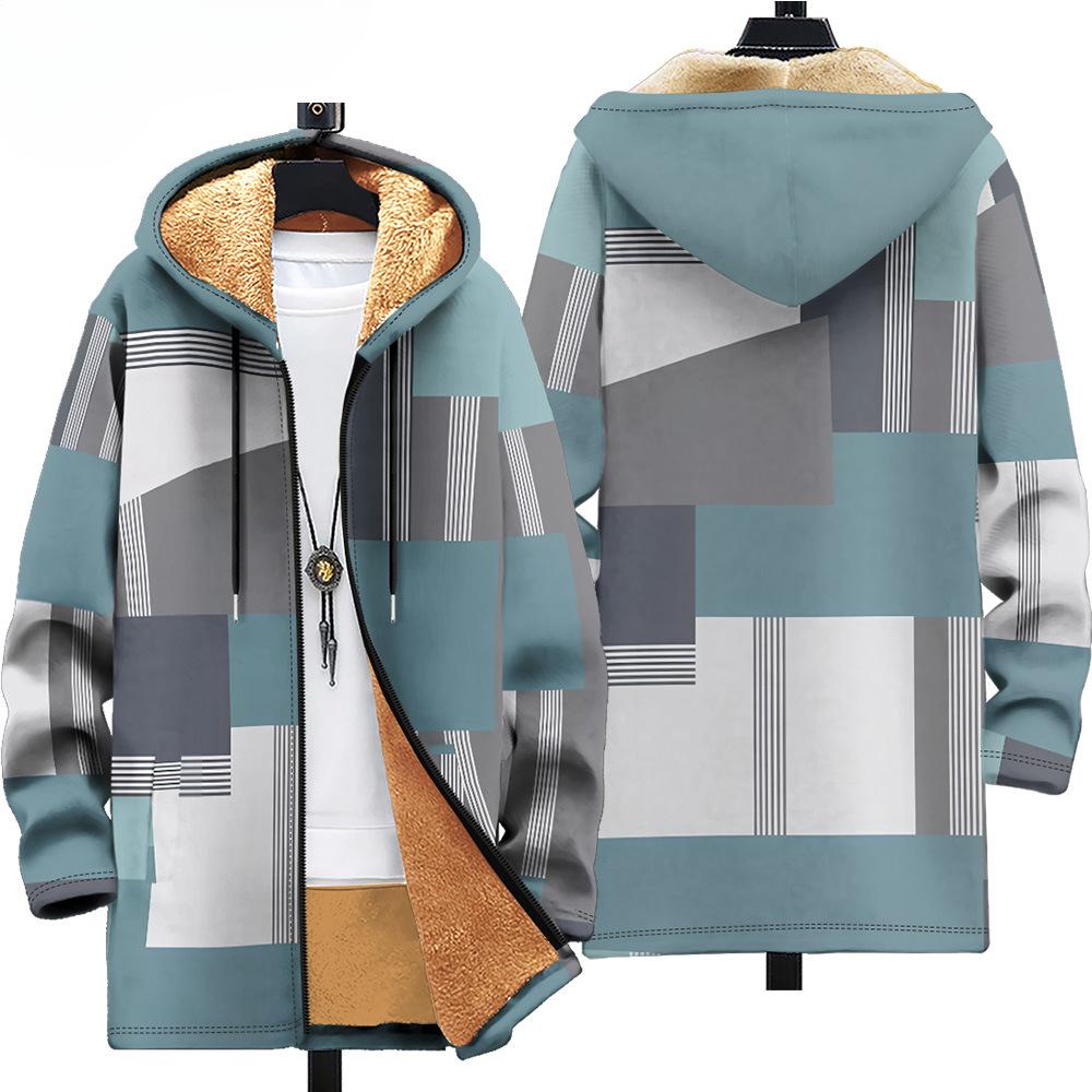 Men's Fleece Cardigan Coats 3D Print Chinese Style Plush Thick Winter Jackets Casual Streetwear Clothing