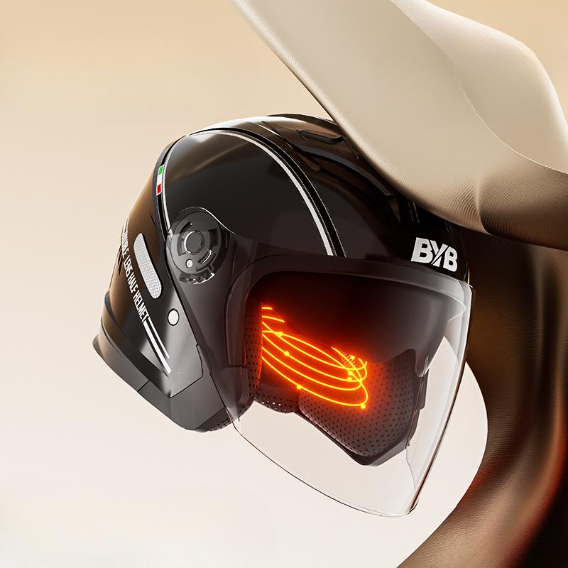 

Новый национальный стандарт класса A 3C сертифицированный шлем мотоциклетный электромобиль женский шлем всесезонный универсальный противотуманный двойной объектив Ear protector removable and washable, 58-62cm