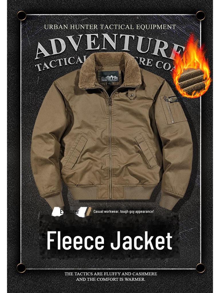 Men's Outdoor Winter Warm Pilot Jacket Coat with Velvet Lining