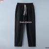 Men's Loose Cotton Linen Summer Pants, Straight Leg, Black