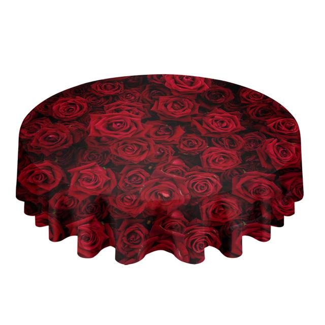 Pink Rose Romantic Flower White Round Table Cloth Festival Dining Waterproof Tablecloth Table Cover For Wedding Party Decor