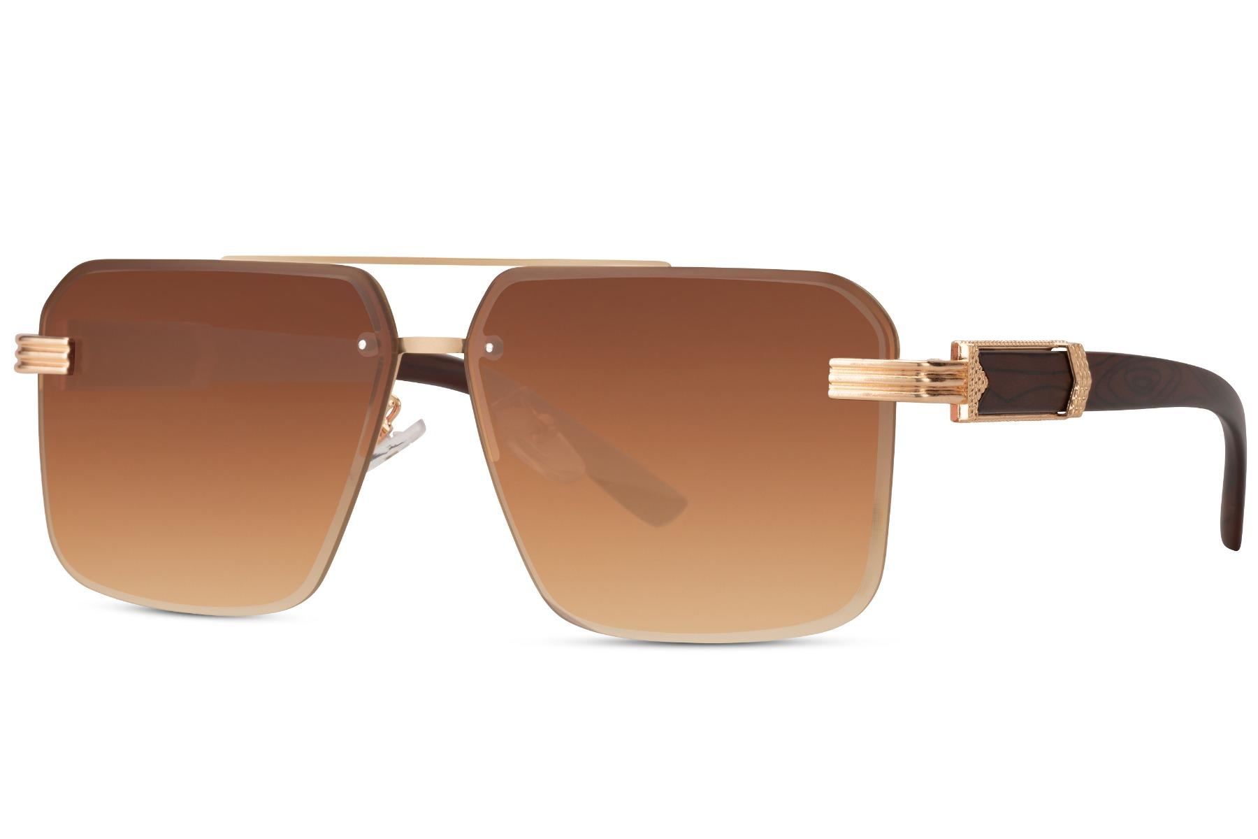 

MARQEL Sunglasses Gradient Lens Gold Accent – Men’s Fashion Accessory with Case and Cloth коричневий