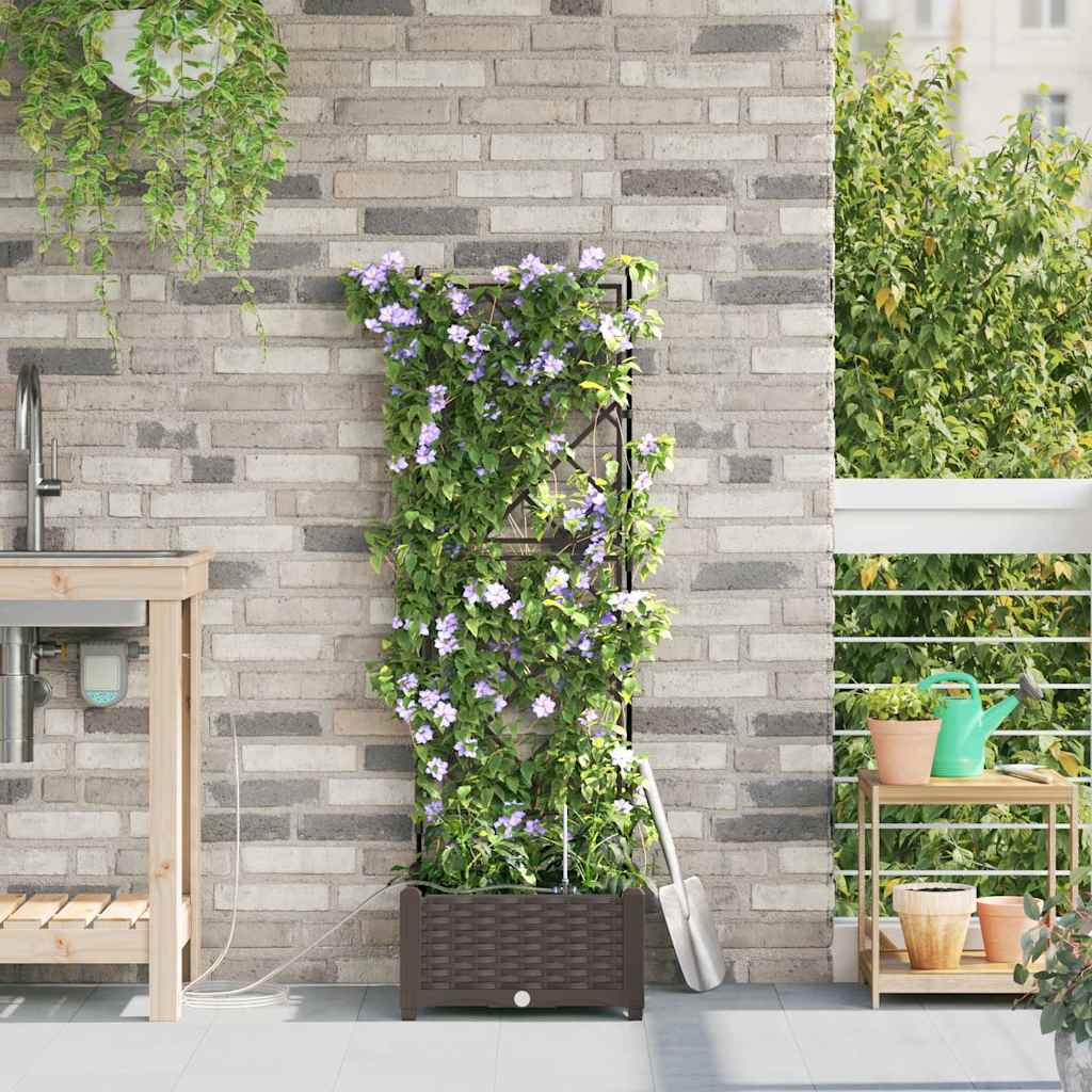 Garden Planter Brown 40 X 40 X 126 Cm Plastic