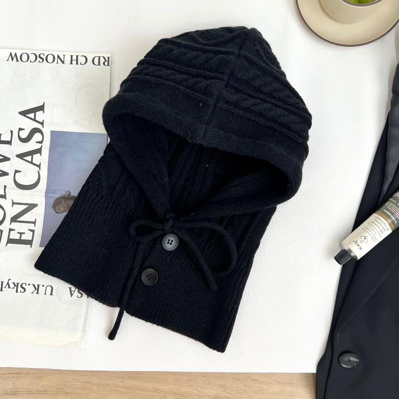 1pc Winter Drawstring Balaclava Hat for Women,Face Neck Warm  Knitted Adjustable Ski Mask Cover for Winter Halloween,Christmas