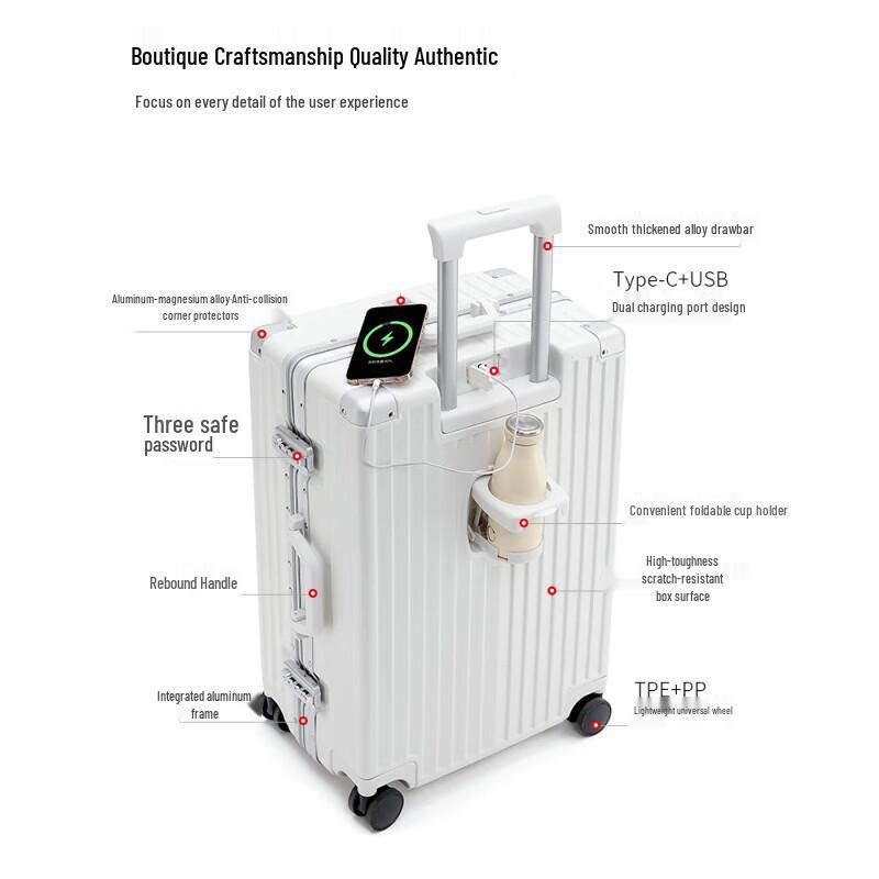 Li Shen 26-inch Hardside Spinner Luggage with USB and Cup Holder