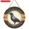 2d Flat 20*20cm, Home Decoration, Crow Wooden Doorplate, Circular Decorative Logo, for Home, Kitchen, Garden, Bedroom, Club Decor.