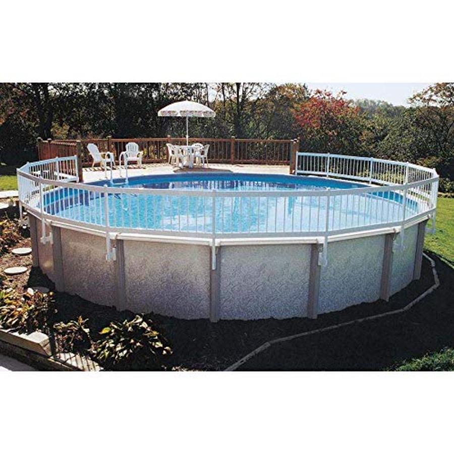 24-inch Above Ground Pool Fence Kit for Privacy Safety in White with Sturdy Weather-Resistant Vinyl and Mounting Brackets 8 Sec