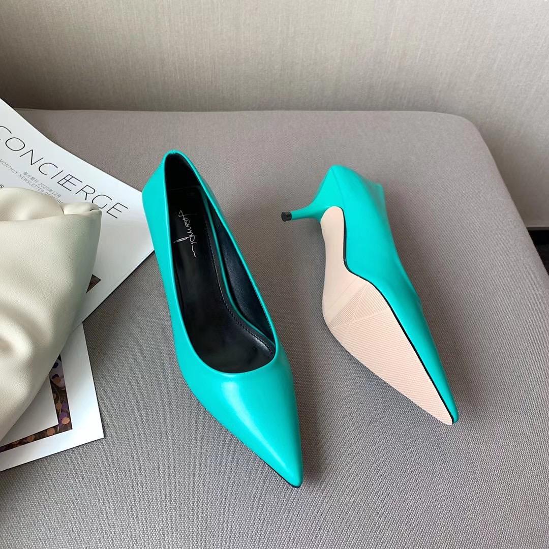 

Модные туфли-лодочки с острым носком для женщин на тонком высоком каблуке, неглубокие мюли, офисные туфли для весны/осени, сексуальные туфли-лодочки для ночного клуба, размер 35-39 7.5 синий