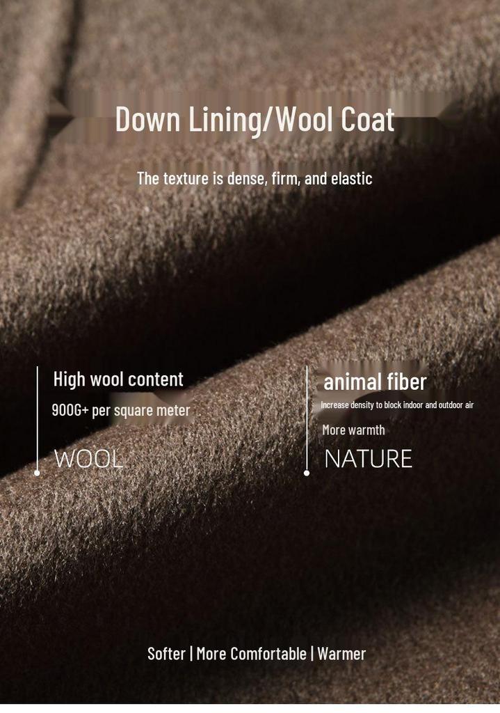 Men's 2026 Autumn/Winter Mid-Length Wool Trench Coat with Detachable Down Liner