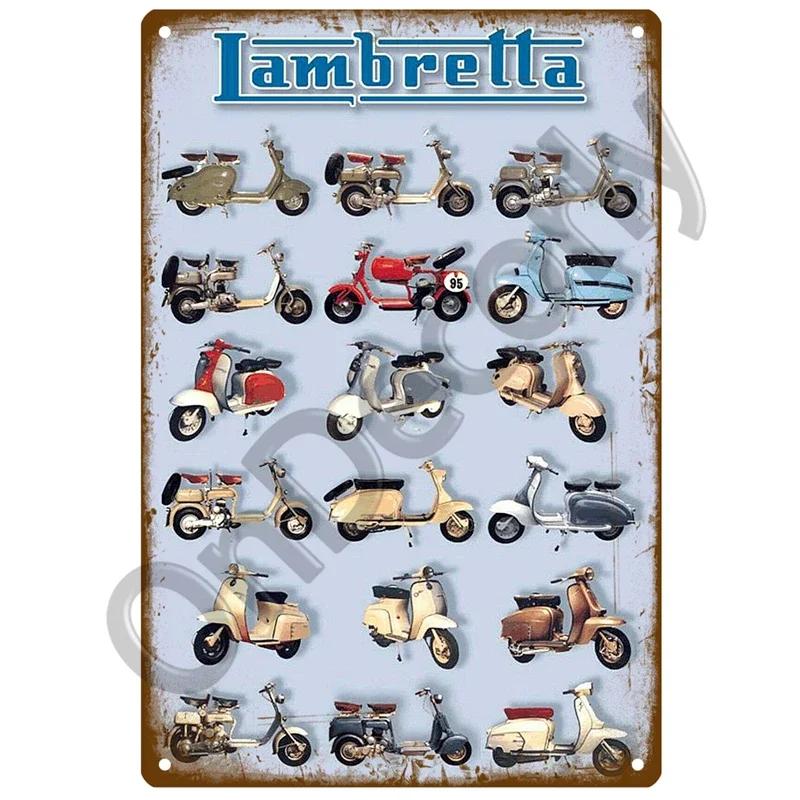 Lambretta Motor Plaque Metall Vintage Blechschild Shabby Chic Dekor Metallschilder Vintage Bar Dekoration Metall Poster Pub Metallplatte