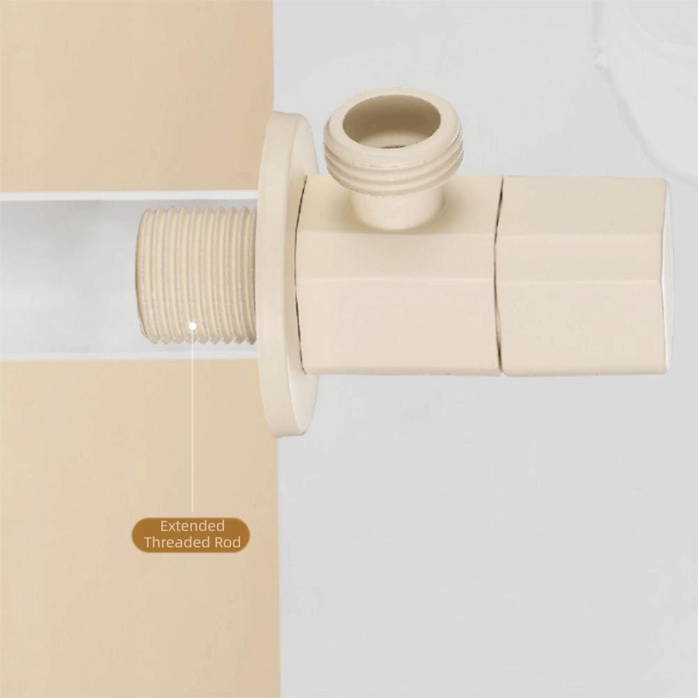 Solid Brass Triangle Valve Copper Material Cream White Water Stop Valve G1/2 Thread Quick Opening Switch Valve Washing Machine White