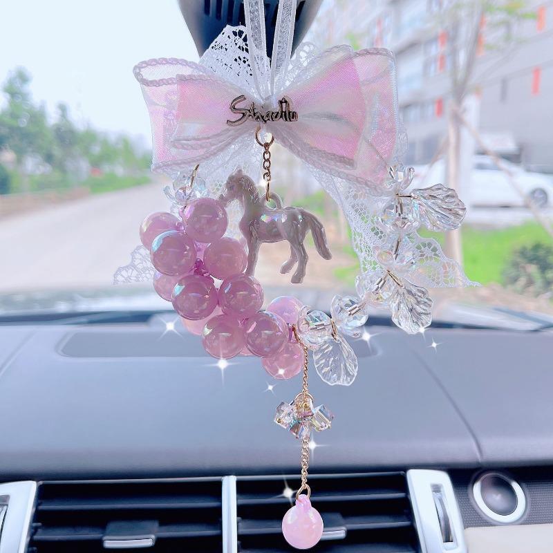 Dopamine Bubble Bead Zodiac Horse Car Pendant Vehicle Rearview Mirror Decoration