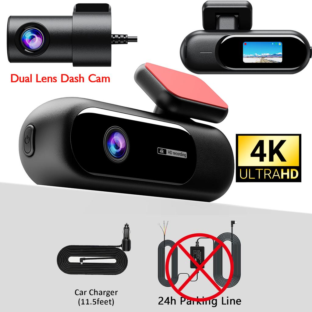 ASF1 Dual Lens 4K WiFi Dash Cam Car DVR Front Rear Night Vision 24H Parking Mini Black Box Vehicle Camera Recorder
