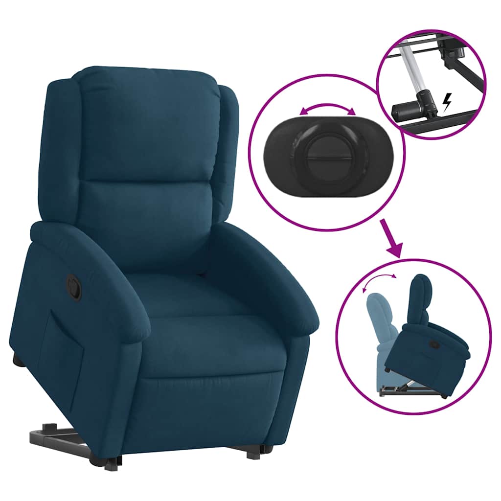 Recliner with Rising Aid Blue Velvet