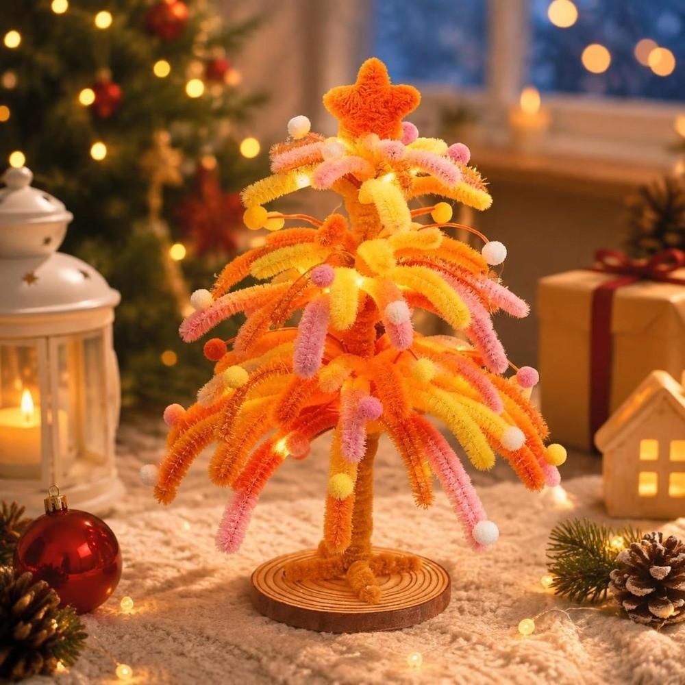 Colorful DIY Christmas Tree Making Kit Handmade Twisty Stick Weaving Set Tabletop Xmas Tree Desk