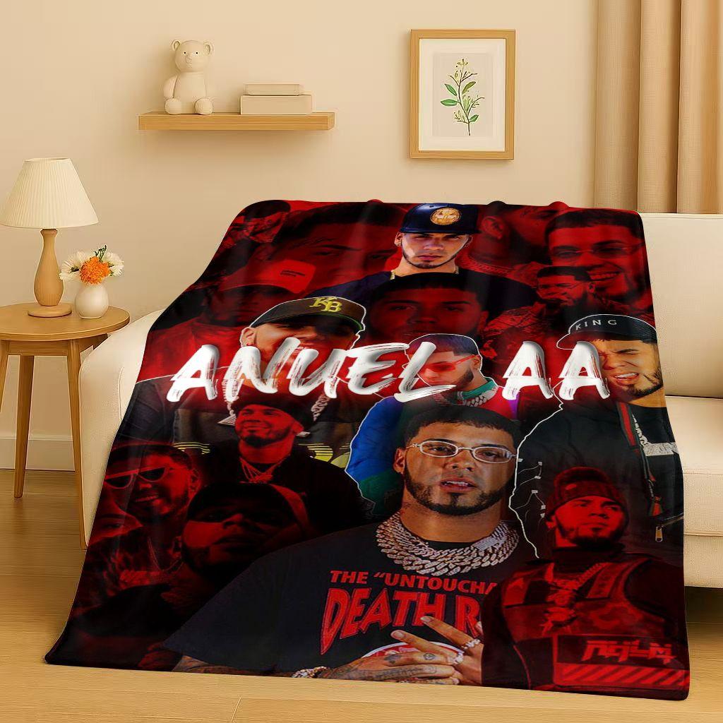 3D Anuel AA Real Hasta La Muerte Rapper Flannel Blanket,Ultra Soft Warm Plush Throw for Home Bedroom Bed Sofa Cover Kids Picnic