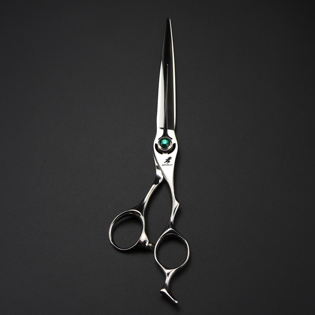 SG1-75 Green Jewel Double-sided Hollow Hot Wheel 7.5 Inch 440C Professional Pet Scissors Beauty Scissors