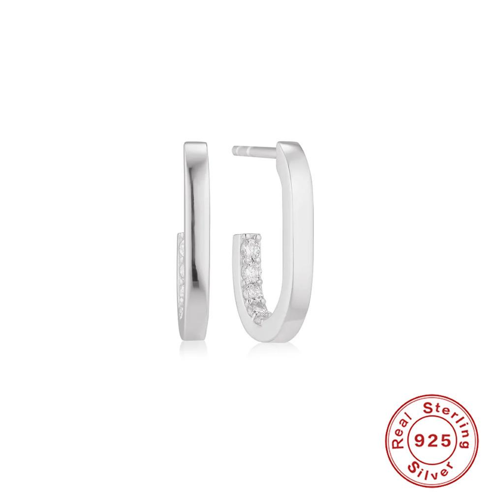 

Серьги из стерлингового серебра S925, простые, модные, атмосферные, геометрические, с бриллиантовой инкрустацией, серьги, серьги, серьги, серьги 925 Silver