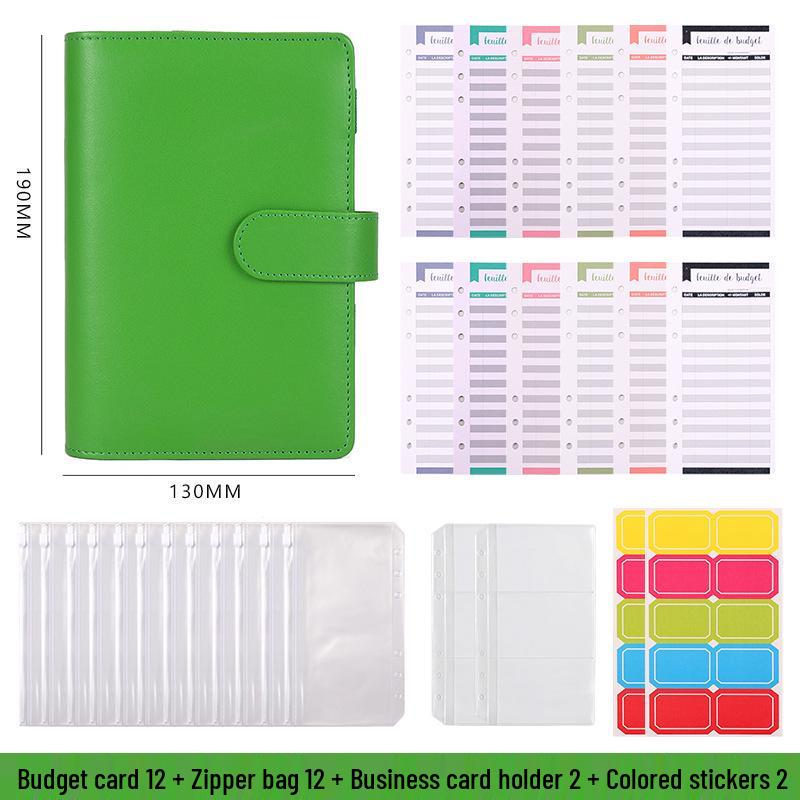 A6 Macaron Leather PU Loose-leaf Binder Notebook for Family Finance Budget Planning