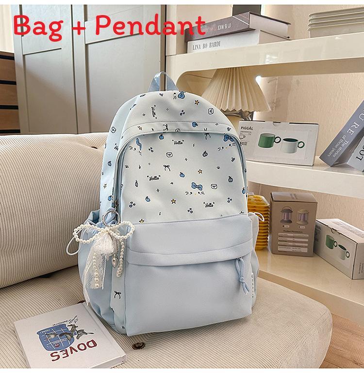 School Backpack For Girls With Oxford Fabric And Butterfly Bow For Teen Study Use