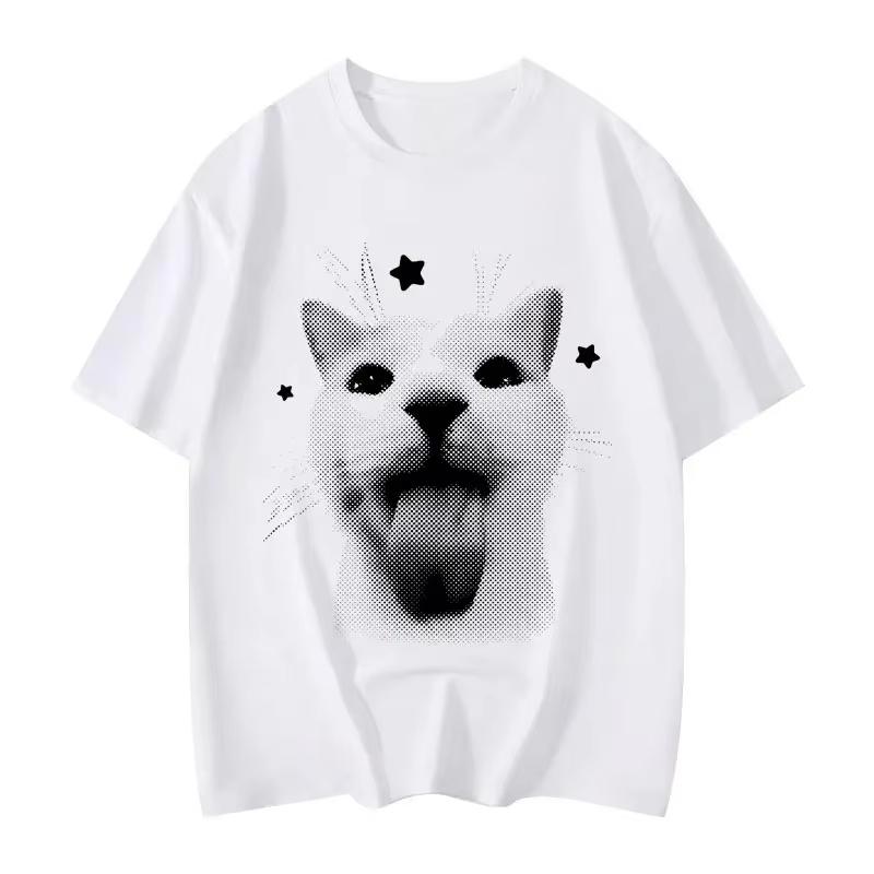 Funny Cat Face Sticking Out Tongue Graphic T-shirt
