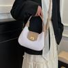 Simple Casual Fashionable Crossbody Tote Bag Vintage Half Moon Design Solid Color For Women Underarm Hobo Bag CLE