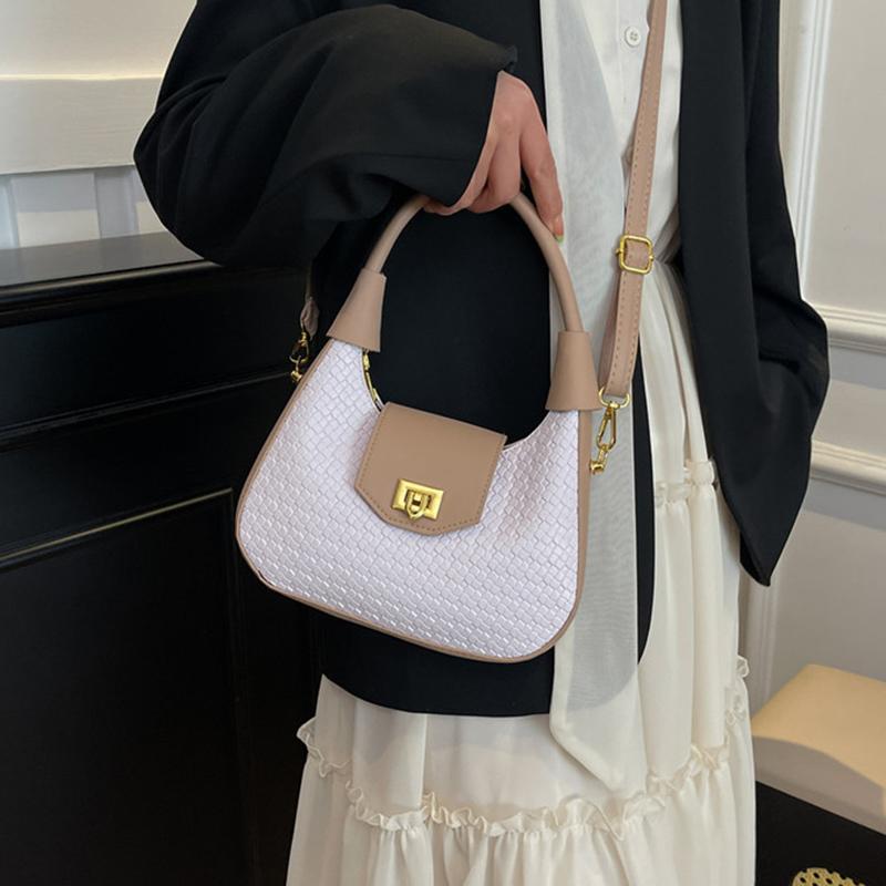 Simple Casual Fashionable Crossbody Tote Bag Vintage Half Moon Design Solid Color For Women Underarm Hobo Bag CLE