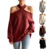 Damen Strickpullover mit Carmen-Ausschnitt, lockerem Schnitt