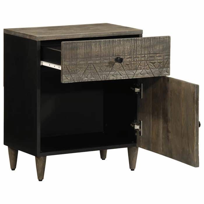 VidaXL Bedside Table Light Grey 50x33x60 Cm Solid Mango Wood, Bedside Cabinet, Bedroom Furniture, Table of 4017800