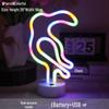 Korean Style Flamingo LED Neon Night Light - Decorative Christmas Fairy Accent with Round Base