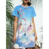 New Women'S Pink Strawberry Print Nightdress, Sweet Exclusive Home Atmosphere Pajamas, Can Be Worn As a T-Shirt Dress