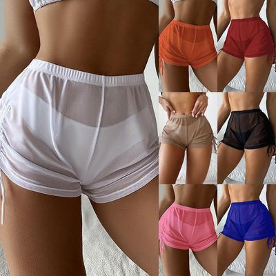 Jednokolorowe siateczkowe figi bikini z wysokim stanem - Styl europejski i amerykański 2023