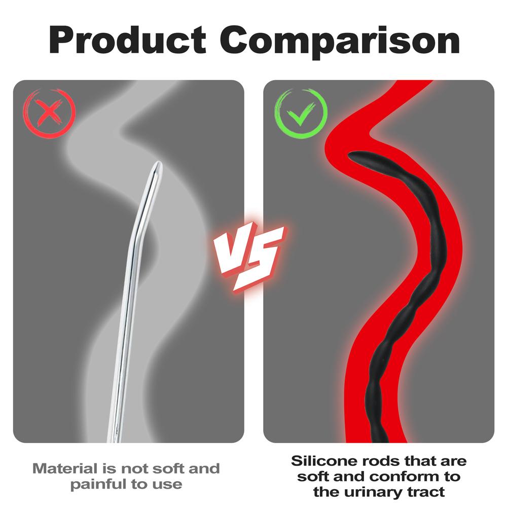 Male Urethale Toys Catheter Urine Urethra Soft Silicone Penis Plug Dildo Dilator Ejaculation Delay Sex Toys for Men Adults 18+