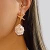 Bohemian Starfish Baroque Irregular Imitation Pearl Shell Drop Earrings For Women Men Summer Beach Petal Earrings Jewelry