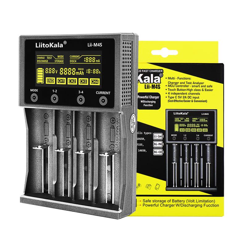 LiitoKala Lii-M4S 18650 LCD Multifunctional Battery Charger For 3.7V 1.2V 26650 21700 14500 18350 17500 AA AAA And Other