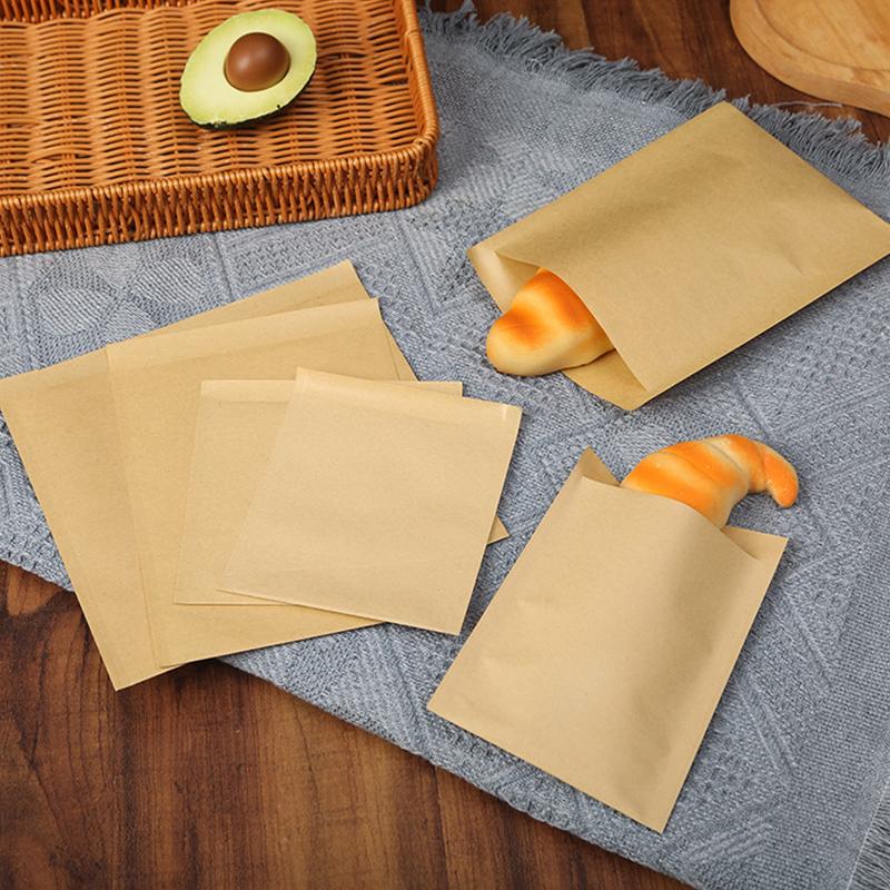 Kraft Paper Food Packaging Bag Disposable Snack Packing Bag Oil-Proof Paper Bag